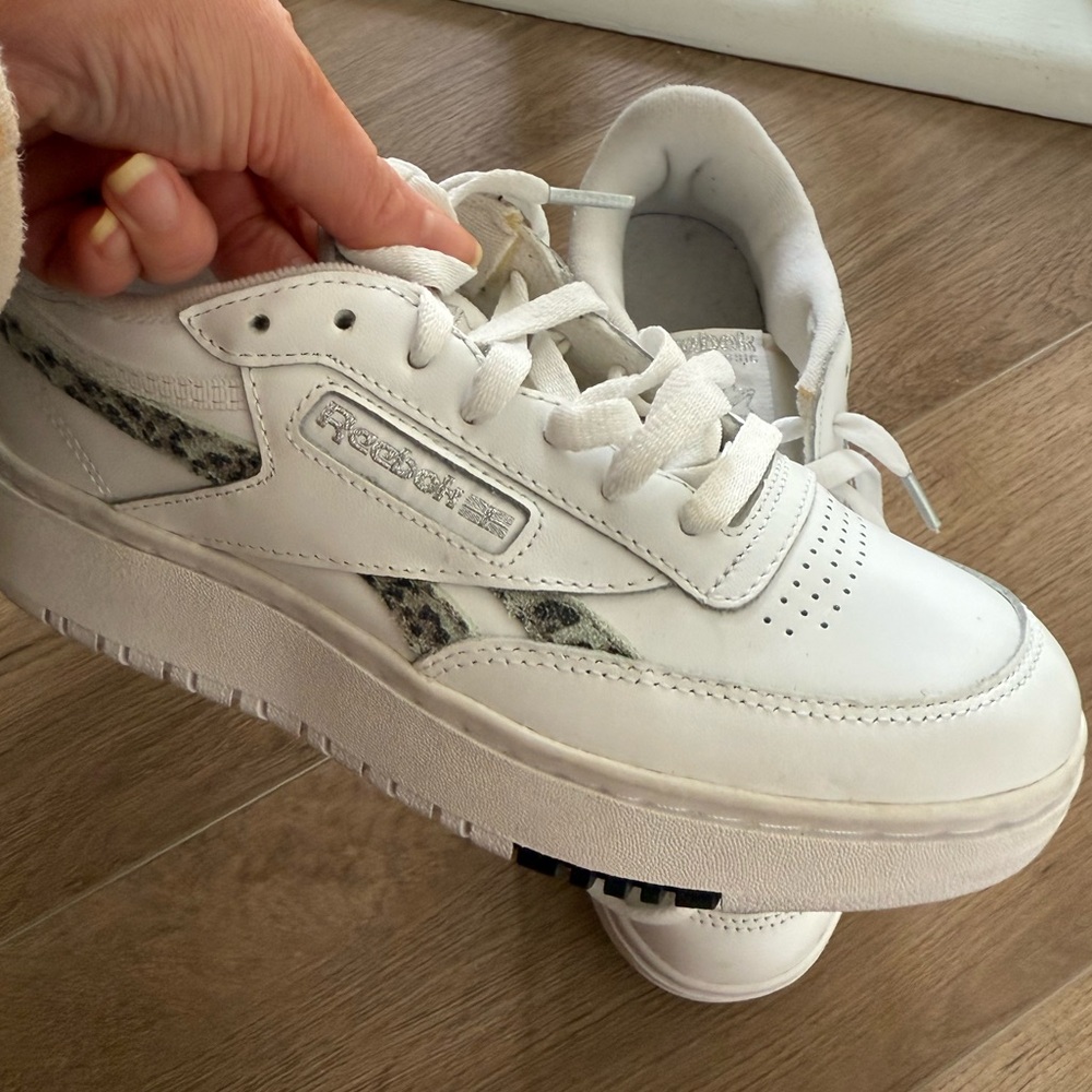 Reebok Women’s Club C Double Cheetah Print Sneakers Classic Design - Picture 3 of 8